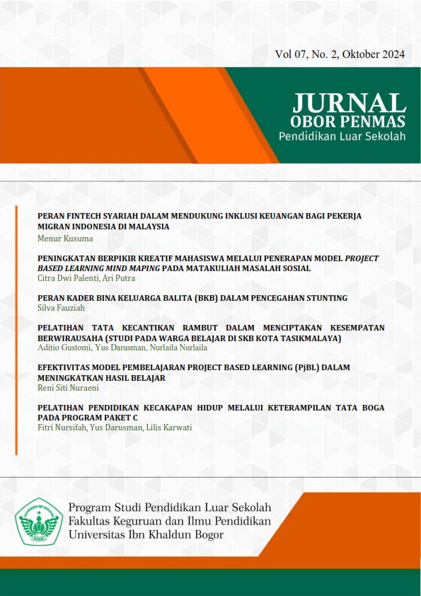 					View Vol. 7 No. 2 (2024): Jurnal Obor Penmas: Pendidikan Luar Sekolah
				